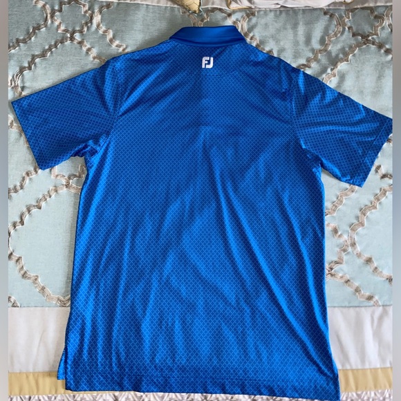 FootJoy FJ Golf Men's Blue Geometric Grid Performance Golf Polo Size Medium - Picture 4 of 6